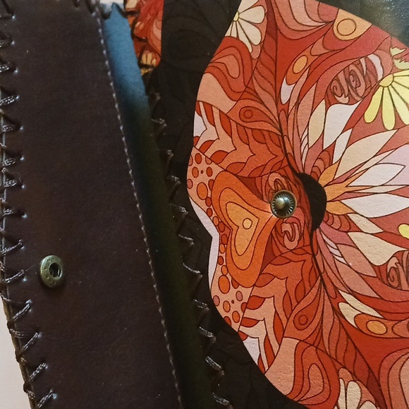 Painted LIPS Printed WALLET Hand Stitched Vegan Leather Multi compartment - Picture 4 of 7